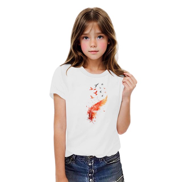 Rbaofujie T-Shirts pour Enfants Filles Garçons Manches Courtes Col Rond T-Shirts Chemises Sport Décontracté Chandail à Enfiler Hauts