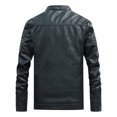 thumbnail image 2 of Mens Autumn Fashion Pure Color Stand Collar Imitation Leather Jacket Coat, 2 of 8