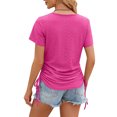 thumbnail image 4 of AherBiu Summer Casual Tops for Women Eyelet Hole Side Drawstring Ruched Boho Short Sleeve Shirts Blouse, 4 of 4
