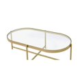 thumbnail image 2 of ACME Charrot Table Basse en Verre avec Base de Barre Transversale en Verre Clair et Or, 2 of 7