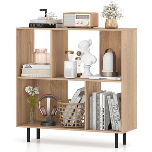 4 Bibliothèque Cube, organisateur de stockage en bois avec 4 Jambes en métal, Bibliothèque avec rangement, étagère de rangement cubique, étuve de livre en bois, étables d'affichage pour la chambre, salon, entrée