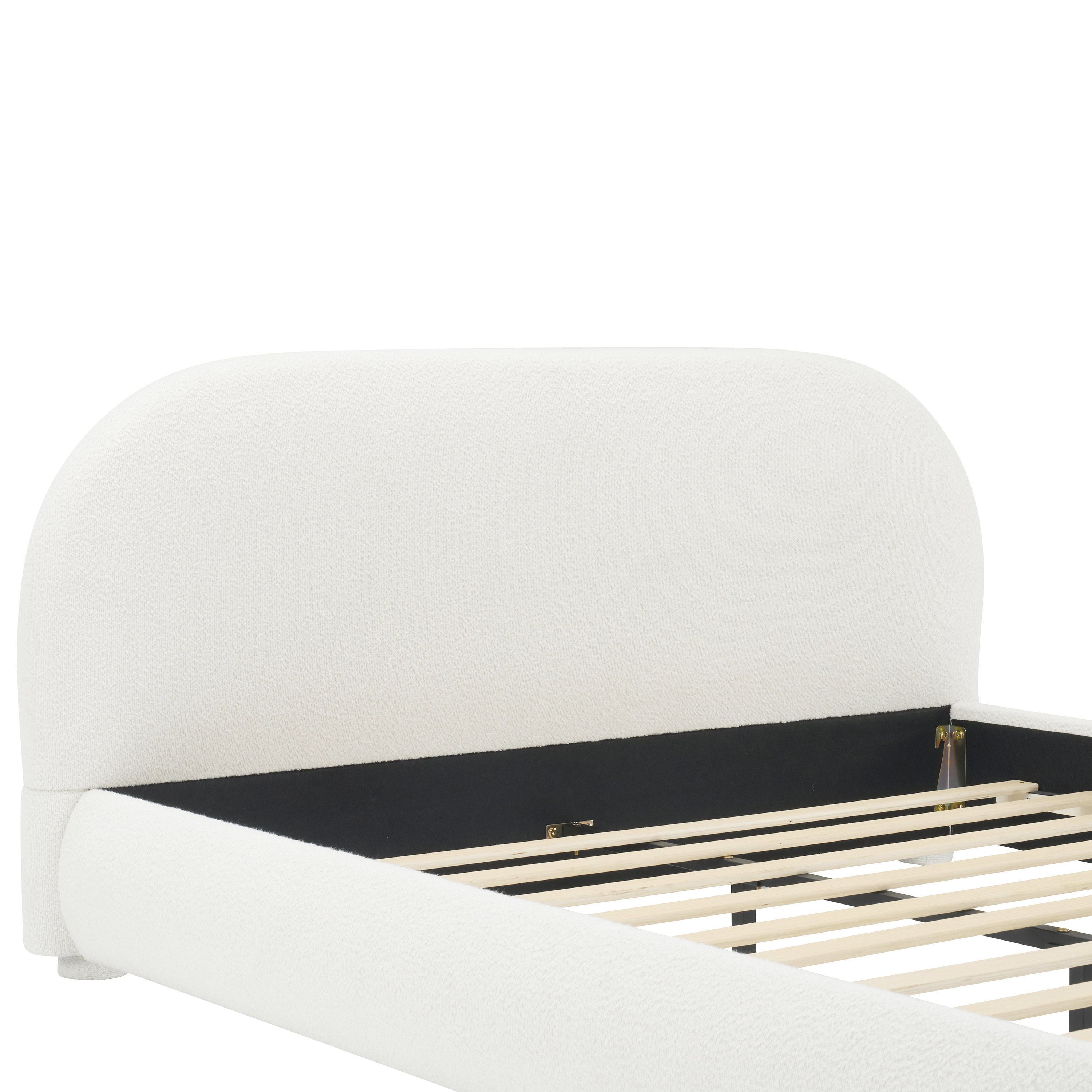 Noble House Lit rembourré Style Queen Cream, tête de lit en tissu texturé courbé avec cadre solide, blanc crémeux