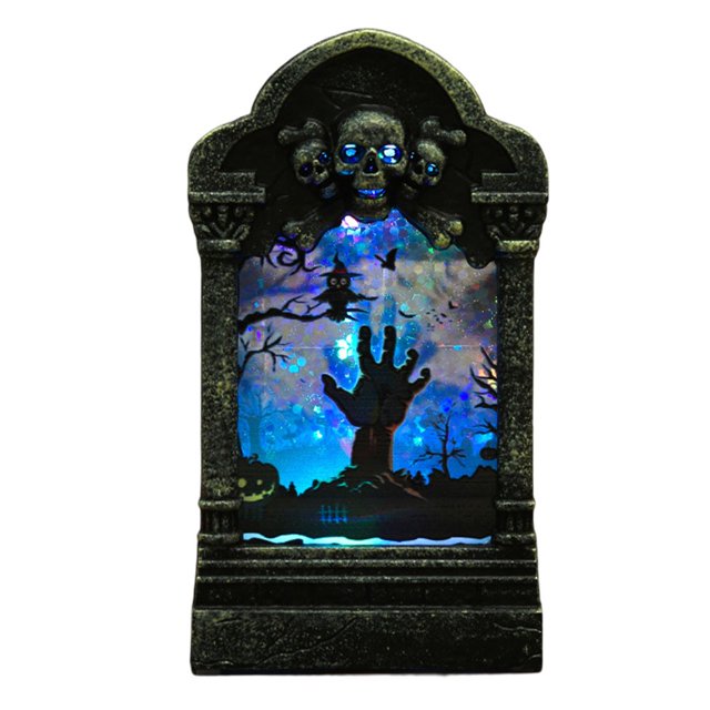 Ornements de Cimetière d'Halloween Réalistes Décoratifs Augmentant l'Atmosphère Maison Hantée Décoration Réutilisable d'Halloween Squelette Effrayant LED Pierre Tombale d'Halloween pour Bar