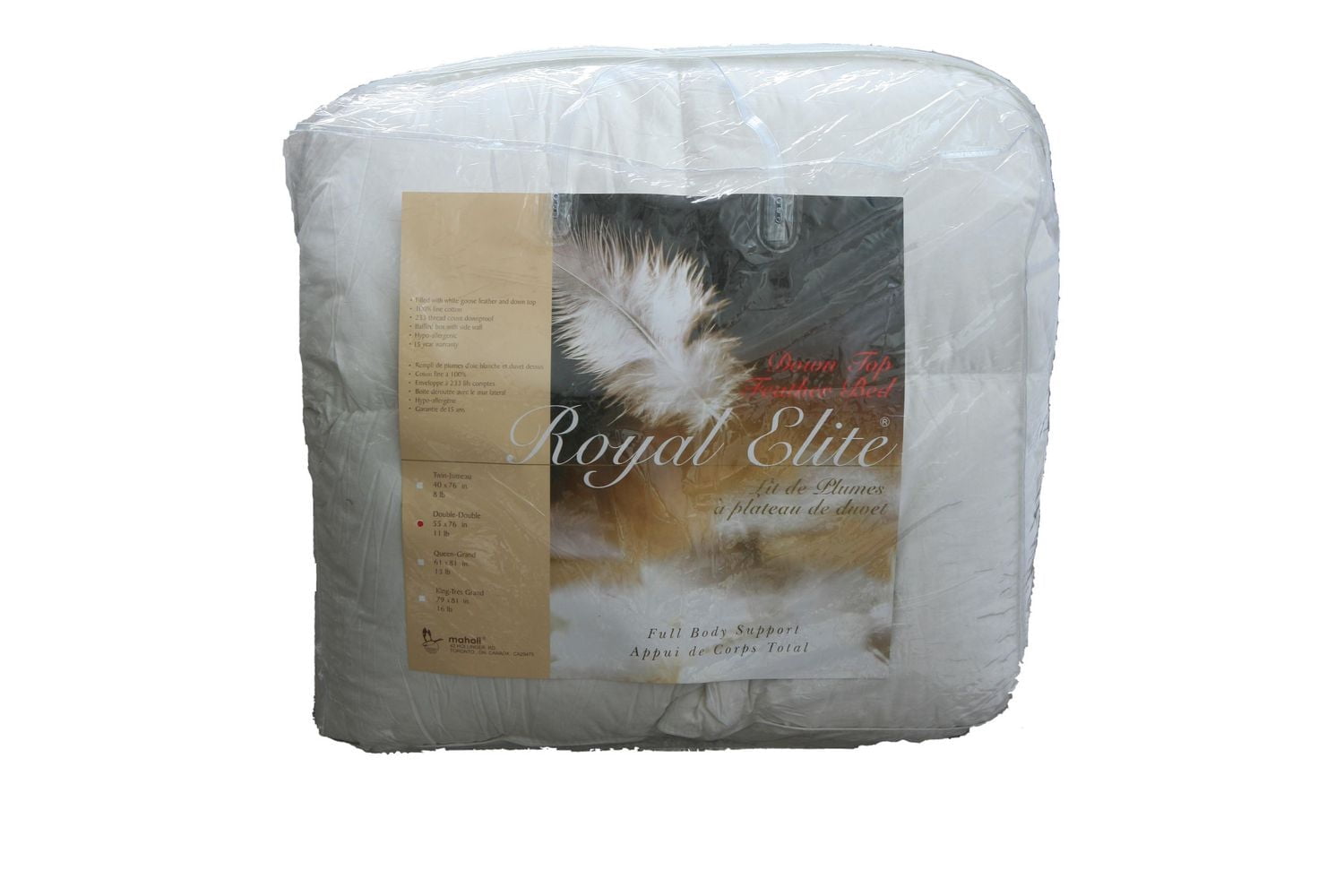 Lit de plumes d’oie blanches de duvet Royal Elite