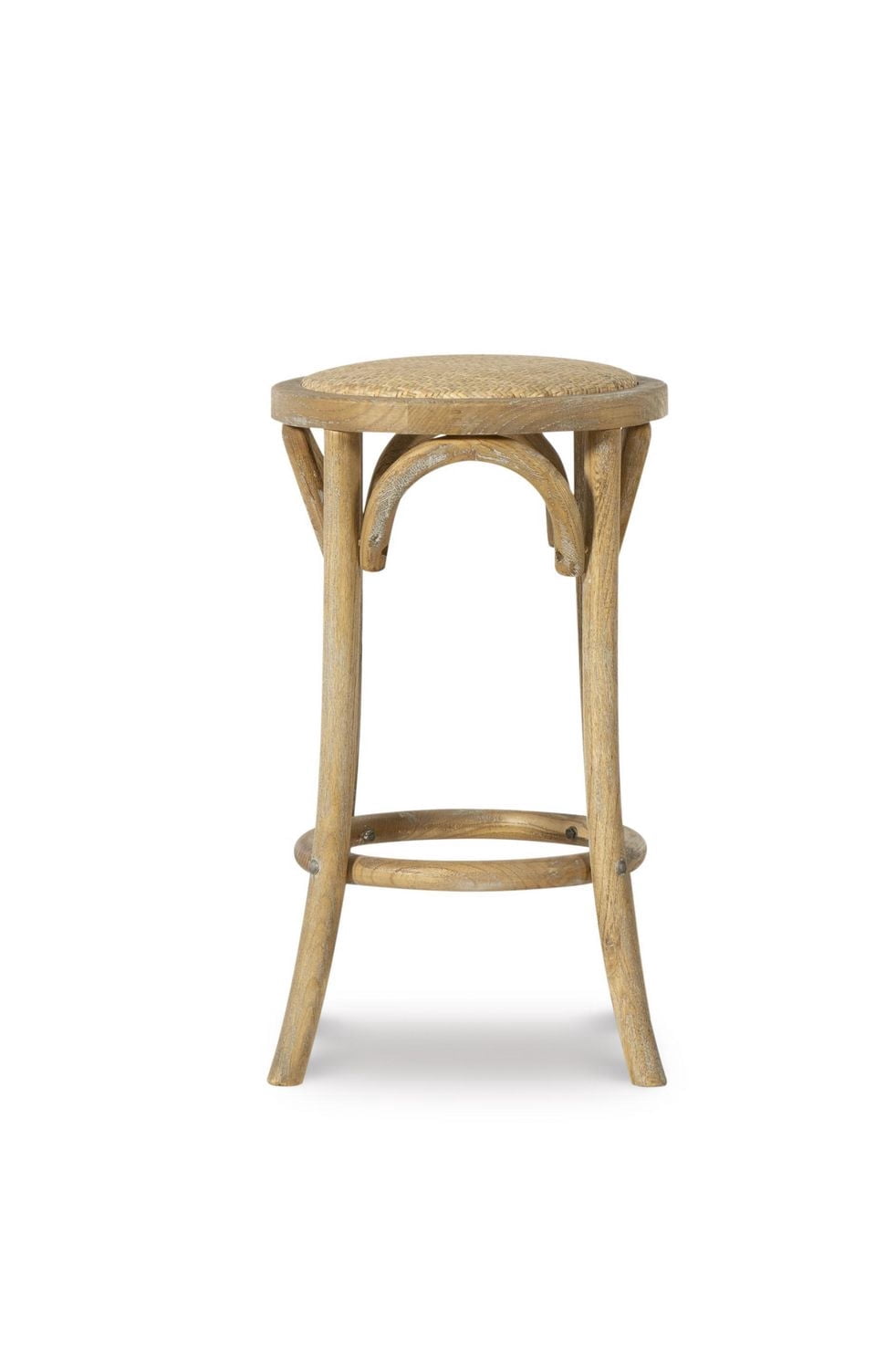 Tabouret de Comptoir Sans Dossier Whit Avec Assise en Rotin, Naturel