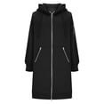 thumbnail image 3 of Yanlir Veste à Capuche à Manches Longues pour Femmes Doublée en Polaire Confortable Fermeture Éclair devant Vêtement d'Extérieur Décontracté Hiver Chaud Chandail Doux Tissu Poches Mode Urbaine(Noir,G), 3 of 5