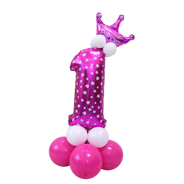 simhoa All Numbers Crown Balloons Column Set Happy Birthday Arch Garland Number 1