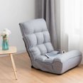 thumbnail image 3 of Costway 4-Position Floor Chair Folding Lazy Sofa w/Adjustable Backrest& Headrest Gray, 3 of 10