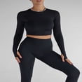thumbnail image 3 of Ladies‘ Thumb Hole Long Sleeve Yoga Shirt with Cropped Design for Workouts, 3 of 6