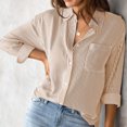 thumbnail image 2 of IROINID Rabais Chemises à Manches Longues pour Femmes à Col en V Détente Col Rabattu Blouse à Boutons Imprimée T-shirt, Kaki, 2 of 5