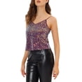 thumbnail image 4 of INSPIRE CHIC Camisole Courte à Paillettes à Bretelles Spaghetti pour Femme G Violet, 4 of 7