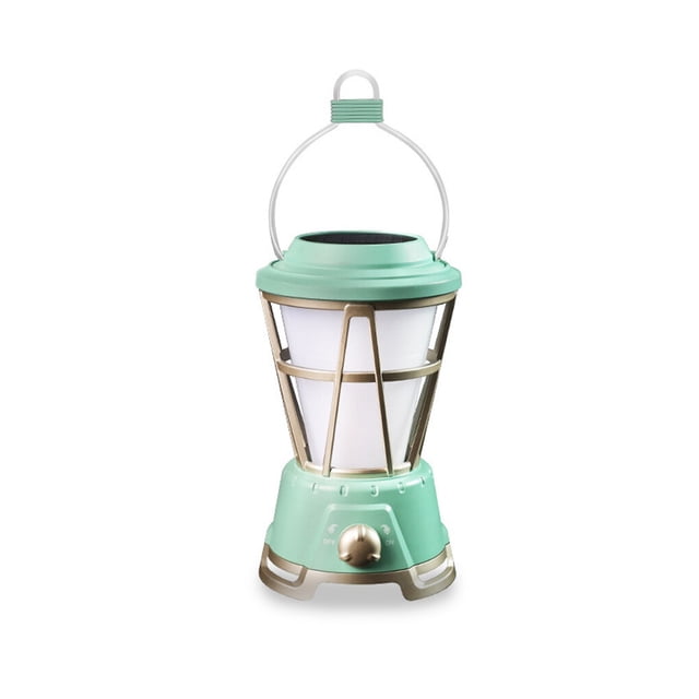 Lanternes de Randonnée Extérieure à DEL 1200-7000K IPX4, Lampe de Tente Étanche pour Sac à Dos, Énergie Solaire, Lampe de Sécurité Nocturne Portative Réglable, Vert