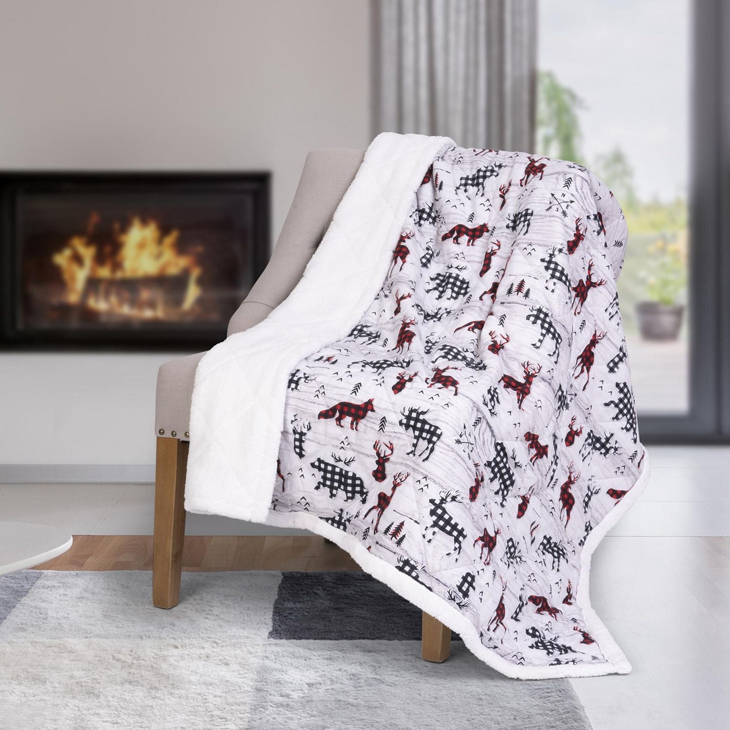 Safdie & Co. Premium Ultra Soft Oversized Quilted Throw Blanket Buffalo Animal