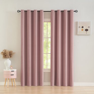 CUH Rideaux Occultants Écoénergétiques à Oeillets pour Fenêtre Protection UV Épais Unis Isolés Thermiquement Salon Rose 52 x 96 Pouces