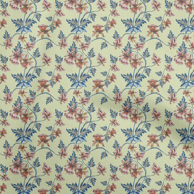 oneOone Rayon Beige Fabric Florals Craft Projects Decor Fabric Printed By The Yard 56 Inch Wide