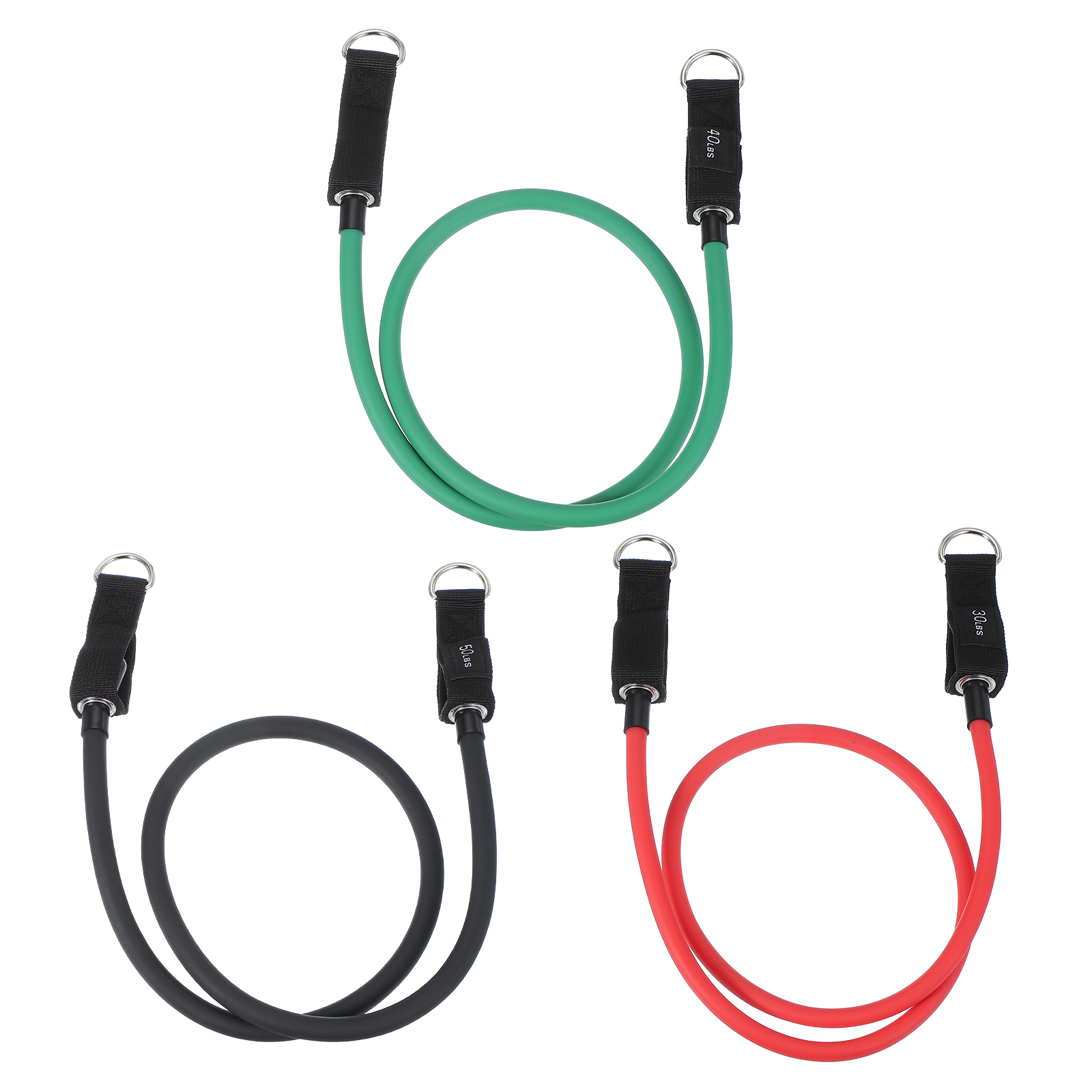 Uxcell Resistance Tube Bands, 3 Pack 30 Lbs/40 Lbs/50 lbs Stackable Single Resistance Band Exercise Band Stretch Band for Working Out Man Home, Red/Green/Black