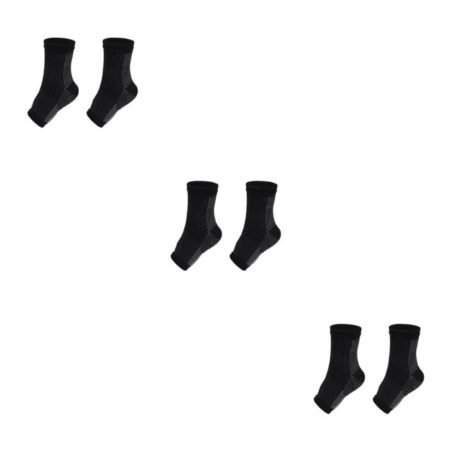 Ruiboury 2a Set Of 2 Non-skid Compression Socks For Ankles Brace Comfortable To Wear black L/XL 3Set