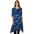 thumbnail image 2 of Bimba Womens Asymmetrical Kurta Regular Fit Cotton Kurti Tunic With Pockets - Blue, 2 of 9