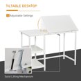 thumbnail image 4 of HOMCOM Bureau d'Ordinateur avec Étagères de Rangement, Table de Dessin avec Plateau Inclinable Réglable, Bureau de Maison, Poste de Travail pour Artiste pour Dessin et Peinture, Blanc, 4 of 10