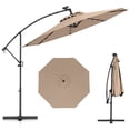thumbnail image 1 of Gymax 10Ft Offset Hanging Umbrella Patio Outdoor w/ 32 Solar LED Lights Tan, 1 of 10