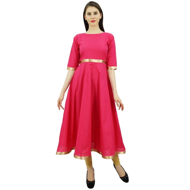 Bimba Kurti Anarkali pour Femmes avec Bordure Dorée Robe Vêtements Indiens Kurta pour Dames