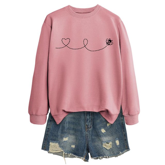Chandails à Capuchon pour Femmes Chandail à Capuche Femme Manches Longues Col Rond Chandail en Molleton Décontracté Imprimé Chandail-Over Haut Tenue Quotidienne T-Shirt Blouse Automne Hiver Vêtements Décontractés Automne Veste
