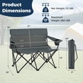 thumbnail image 3 of Costway 2-Person Outdoor Folding Loveseat with Cup Holders Armrests Carrying Bag, 3 of 10