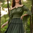 thumbnail image 4 of bbymog Womens Renaissance Peasant Blouse Off Shoulder Trumpet Sleeve Tops Army Green XXL, 4 of 7