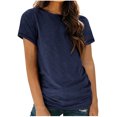 thumbnail image 1 of AherBiu Womens Tops Basic Solid Color Casual Crewneck Short Sleeve Loose Fitting Comfy Tops Tees Shirts, 1 of 4