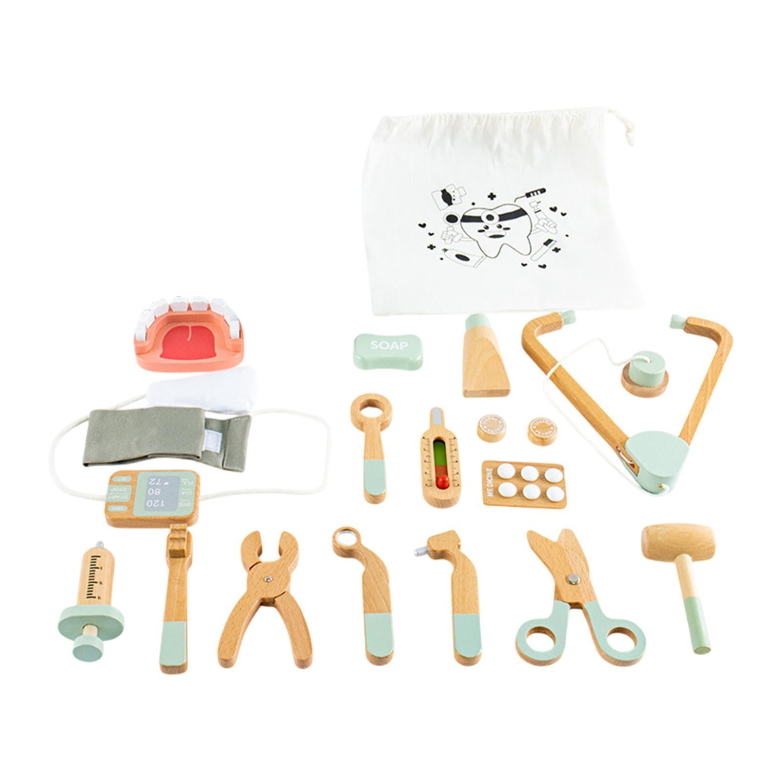 lionlar Ensemble de 17 Pcs de Jouets de Médecin pour Enfants Sac de Médecin pour Enfants Jouet de Motricité Trousse Médicale Jeu d'Imitation Ensemble de Médecin pour Enfants Cadeau pour Enfants Vert