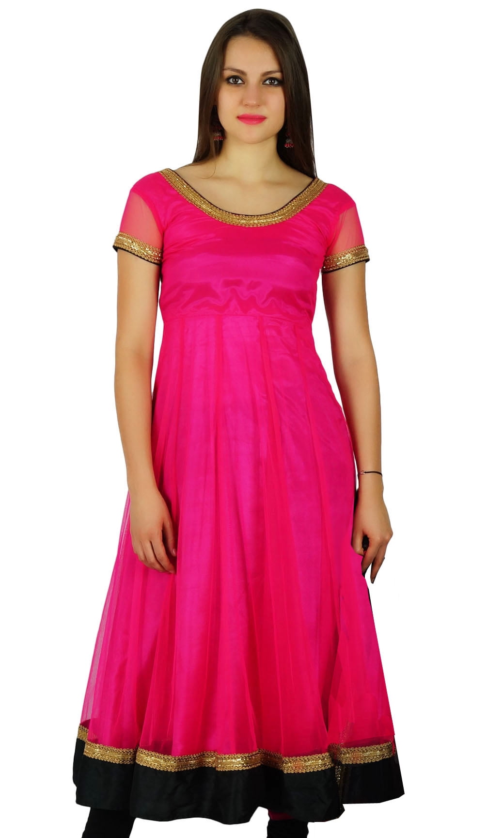 Bimba Flaired Net Anarkali Dress Solid Kurta Kurti Indian Tunic Custom Clothing