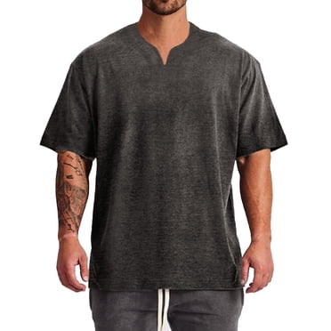 Ketyyh-chn99 Mens T Shirts Casual Solid Color Basic Shirt Tops Men's Long Sleeve T Shirts Breathable T-Shirt Grey,XL