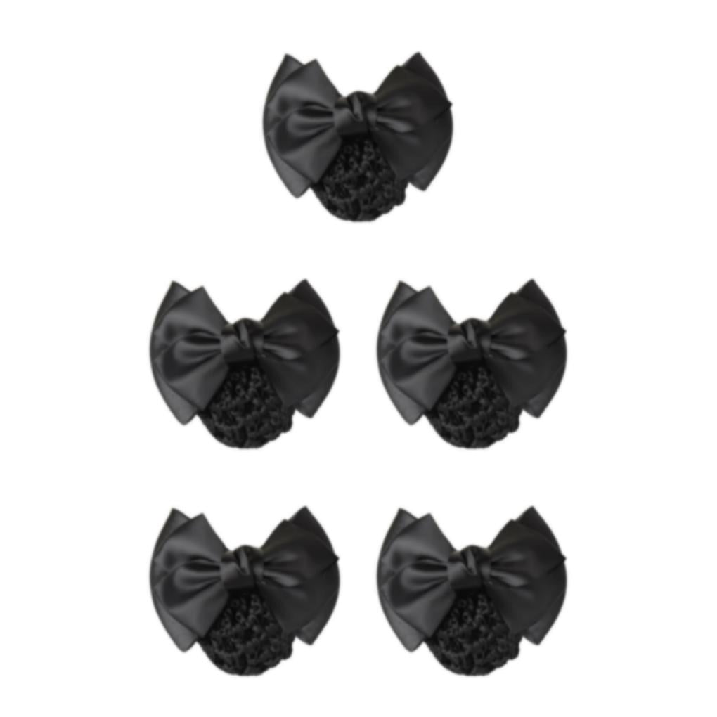 relayinert Good Gifts Snood Net Professional Hair Plate Mesh Pocket For Hair Professionals Two Bows-black 5Set