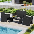 thumbnail image 1 of Costway 4 PCS Patio Conversation Set with Seat Cushions & Tempered Glass Tabletop, Porch Black+Black, 1 of 10