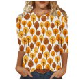 thumbnail image 1 of CEHVOM T-shirt de Mode pour Femmes, Blouse Mi-Longue à Manches 3/4, Col Rond, Hauts Décontractés en Liquidation, 1 of 5