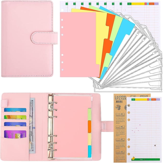 Cash Envelopes For Budgeting With 6 Ring Binder, Budget Envelopes System For Money Saving (black)