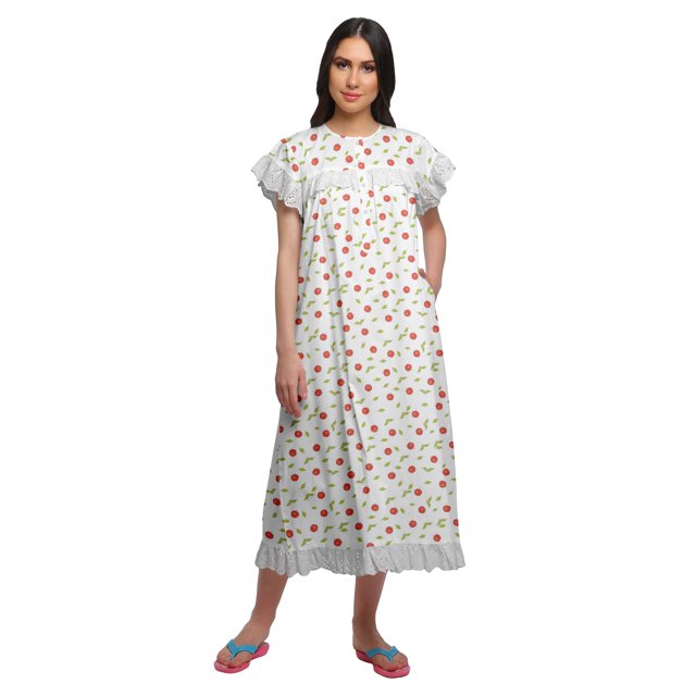 Moomaya Chemise de Nuit d'Allaitement à Col Rond Imprimée pour Femmes en Coton