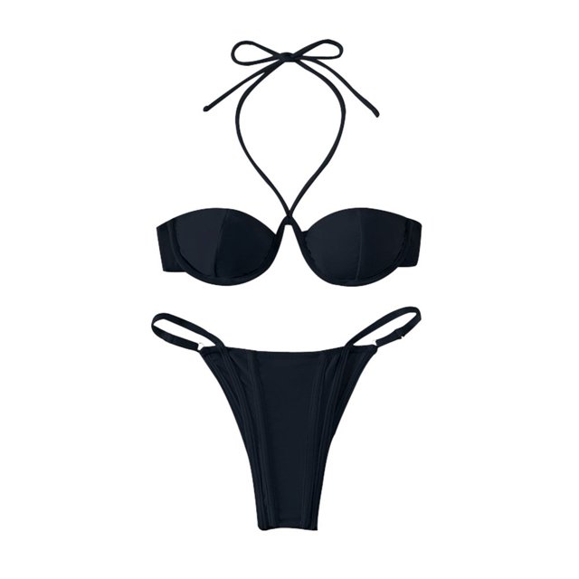 Ensemble Bikini String pour Femmes Maillot de Bain Sexy Bikinis String Haut Licou avec Bas Strings