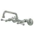thumbnail image 1 of Kingston Brass KS313C 4 Inch -8 Inch Adjustable Center Wall Mount Kitchen Faucet - Polished Chrome, 1 of 2