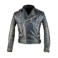 thumbnail image 4 of Distressed Black Leather Motorcycle Jacket Mens With Multiple Zipper Pockets Mens Black Leather Biker Jacket Double Rider Leather Jacket Men size L, 4 of 5