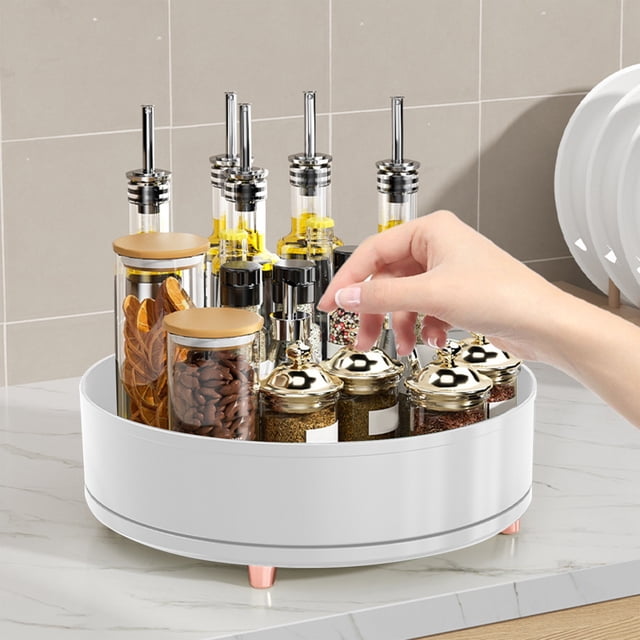 TIMIFIS Seasoning Packet Tray 360 Degree Rotating Storage Tray Cosmetics Perfume and Condiment Bag Organizer Large Capacity Cosmetics Desktop Storage Tray Kitchen Essentials