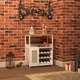 thumbnail image 2 of Ourlova 3-Tier Wine Bar Cabinet with Detachable Wine Rack and Storage Space Buffet Cabinet with Glass Holder and Mesh Door for Kitchen Living Room and Bar White, 2 of 9