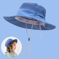 thumbnail image 2 of MIASHUI Chapeau de Soleil pour Enfants à Grand Bord, Chapeau de Plage Extérieur avec Mentonnière Ajustable, Bleu, 2-7 Ans, 2 of 4