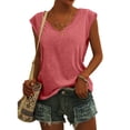 thumbnail image 2 of Pompotops Womens Solid Color Cap Sleeve Blouses T-Shirt Casual Loose Fit Basic Shirts Tank Tops, 2 of 8