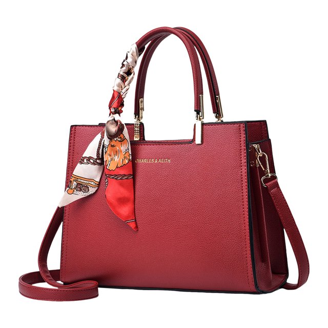 YOUSNH Sac à Bandoulière pour Femme en Rouge, Fabriqué en Matériau PU Texturé avec un design Uni. Ce Sac d'Épaule Polyvalent Présente Deux Poignées Supérieures, une Sangle Bandoulière Ajustable et Amovible, et un Foulard Décoratif Noué à une Poignée. Il Comprend une Fermeture à Glissière, des accents de Quincaillerie Ton Or et une Technologie de Blocage RFID pour une Sécurité Accrue. Idéal pour les Loisirs, les Voyages, le Magasinage et l'Usage Quotidien.