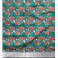 thumbnail image 1 of Soimoi Green Poly Georgette Fabric Leaves & Floral Print Fabric by the Yard 42 Inch Wide, 1 of 6