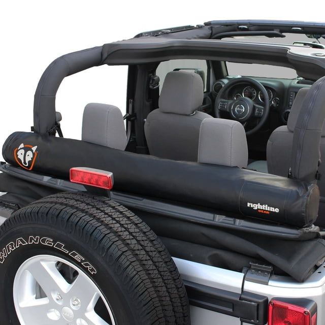 Sac de Rangement pour Fenêtre par Rightline Gear Fixé aux Barres Roulantes de Jeep Wrangler derrière les Sièges Arrière, Fait de Maille Enduite de PVC Noire avec Coutures Renforcées, Conçu pour le Rangement Sans Égratignures des Manchons de Fenêtre en Néoprène, Convient comme Organisateur de Voiture pour le Rangement Intérieur du Véhicule.