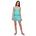 thumbnail image 1 of Moomaya Solid Spaghetti Strap 2 Piece Set Nightdress Drawstring Waist Nightwear, 1 of 6