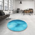 thumbnail image 4 of Ahgly Company Tapis d'Intérieur Lavable à la Machine, Carré, Transitionnel, Bleu, Tapis de Zone, 6 Pieds Carré, 4 of 7