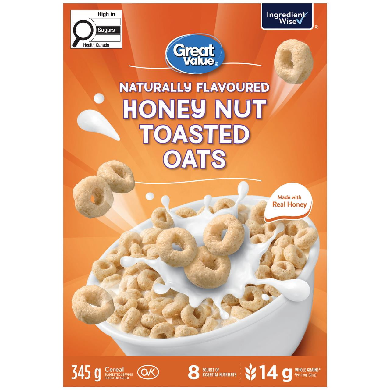 Great Value Naturally Flavoured Honey Nut Toasted Oats Cereal